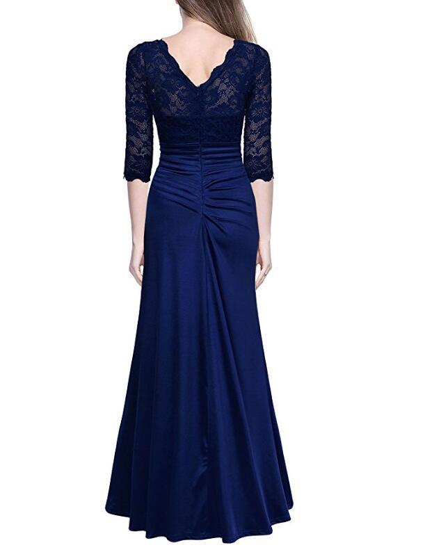 SZ60022-5 Womens Lace Pleated Wedding Gown Dress